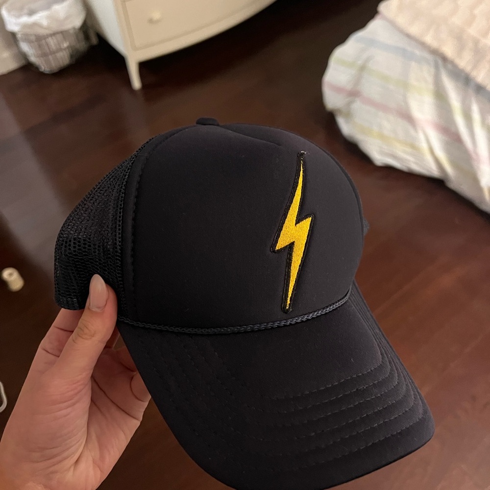 Aviator Nation Navy Trucker Hat with Yellow Lightning Bolt